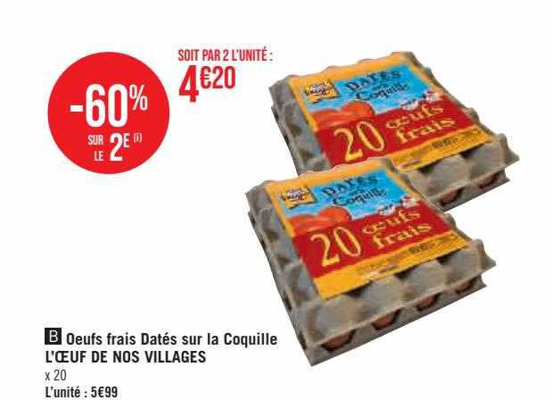 œufs frais datés sur la coquille l'œuf de nos villages