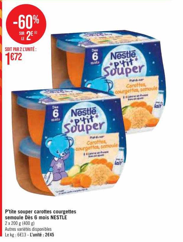 p'tite souper carottes courgettes semoule dès 6 mois nestlé