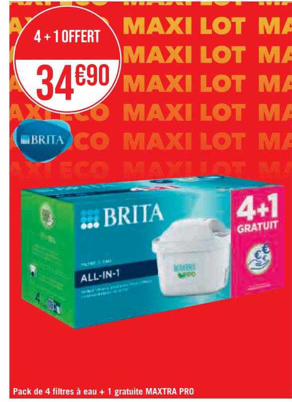 pack de 4 filtres à eau + 1 gratuite maxtra pro brita