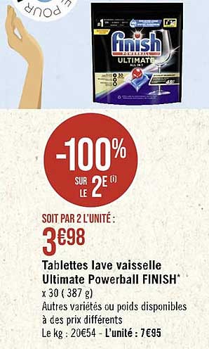 Tablettes Lave Vaisselle Ultimate Powerball Finish