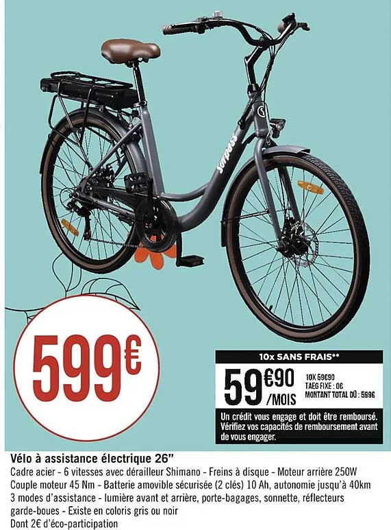 vélo à assistance électrique 26"