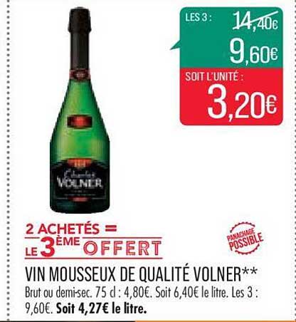 vin mousseux de qualité volner