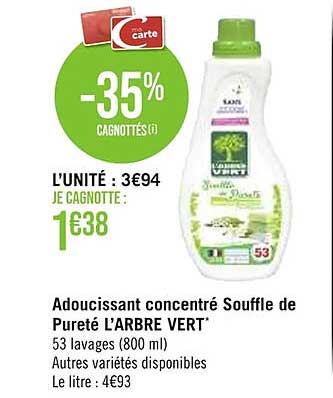 adoucissant concentré souffle de pureté l'arbre vert