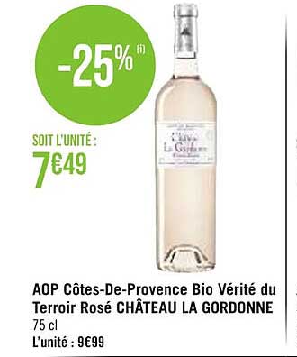 aop côtes-de-provence bio vérité du terroir rosé château la gordonne