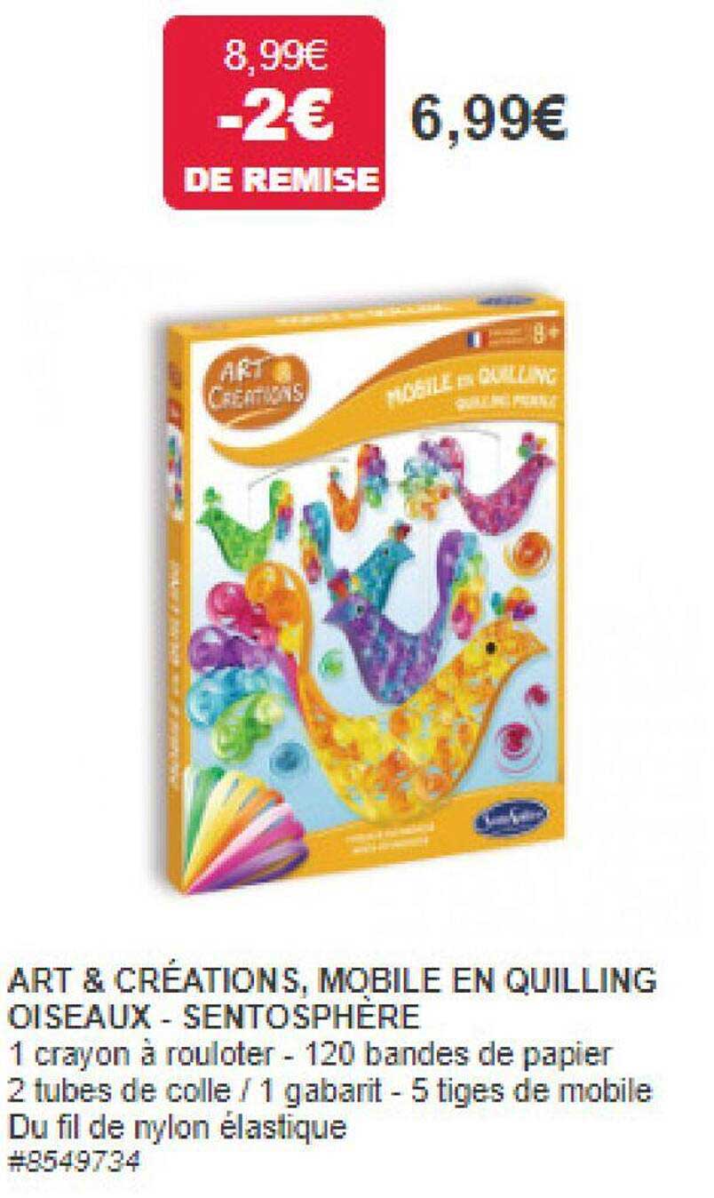 art & créations, mobile en quilling oiseaux - sentosphère