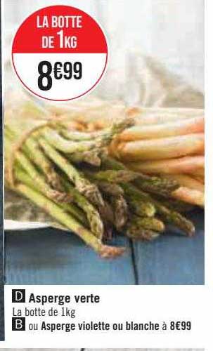 asperge verte ou asperge violette ou blanche