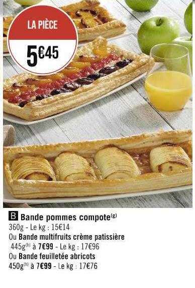 Bande Pommes Compote Ou Bande Multifruits Crème Pâtissière Ou Bande Feuilletée Abricots