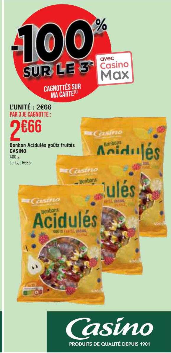 bonbon acidulés goûts fruités casino