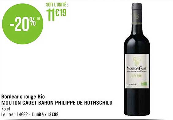 bordeaux rouge bio mouton cadet baron philippe de rothschild
