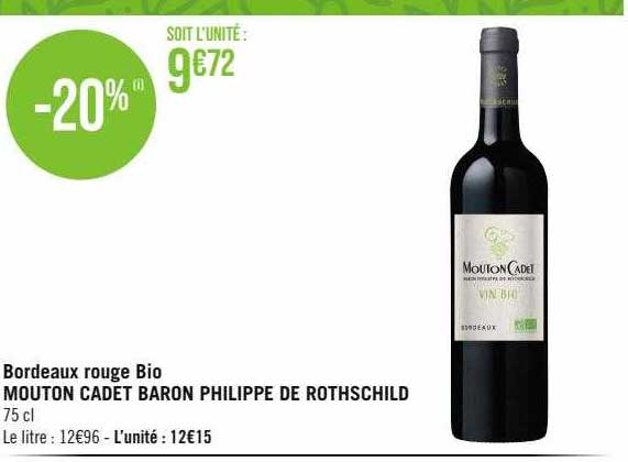 bordeaux rouge bio mouton cadet baron philippe de rothschild