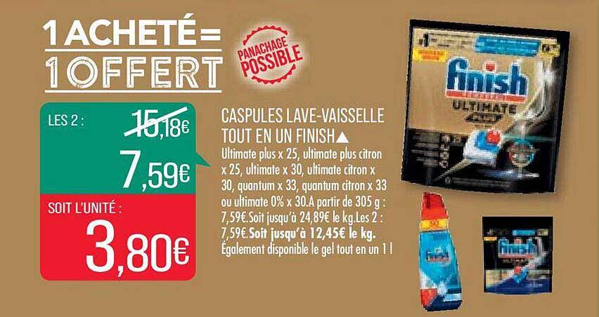 capsules lave-vaisselle tout en un finish