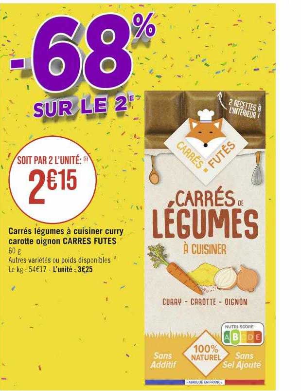 carrés légumes à cuisiner curry carotte oignon carrés futes