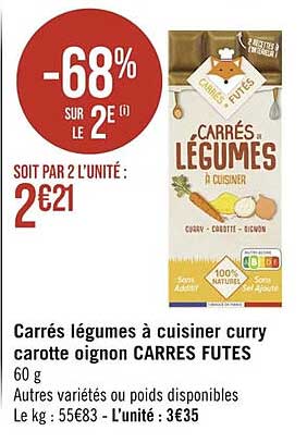 carrés légumes à cuisiner curry carotte oignon carrés futes