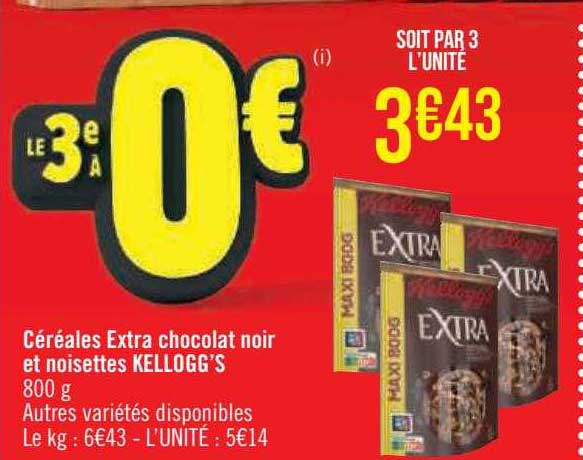 Céréales Extra Chocolat Noir Et Noisettes Kellogg's