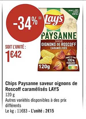 chips paysanne saveur oignons de roscoff caramélisés lay's