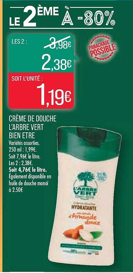 crème de douche l'arbre vert bien être
