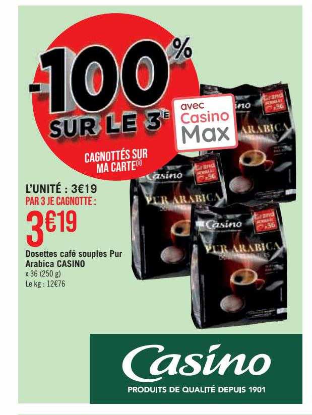 Dosettes Café Souples Pur Arabica Casino
