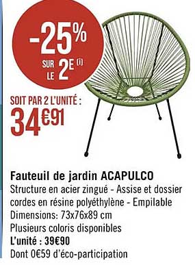 fauteuil de jardin acapulco