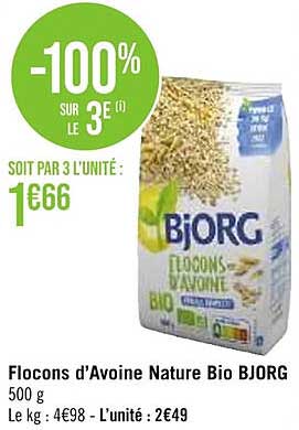 Flocons D'avoine Nature Bio Bjorg