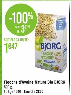flocons d'avoine nature bio bjorg