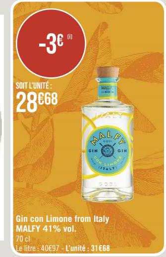 gin con limone from italy malfy 41% vol.