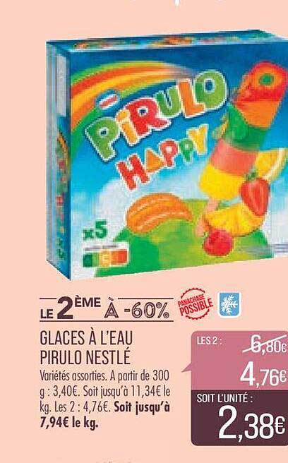 glaces à l'eau pirulo nestlé