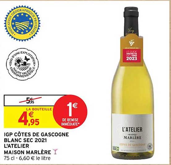 igp côtes de gascogne blanc sec 2021 l'atelier maison marlère
