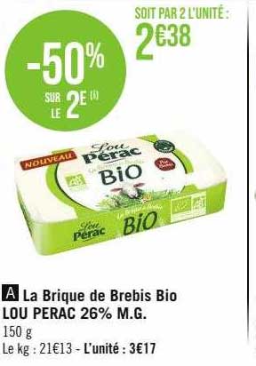 la brique de brebis bio lou pérac 26% m.g.