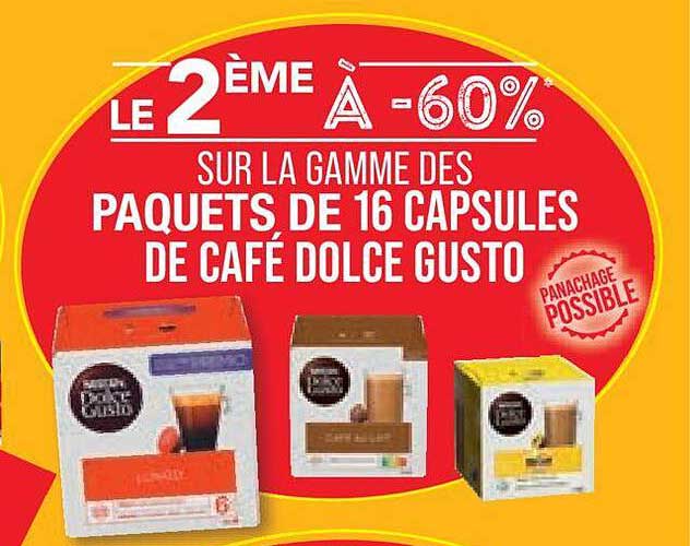 la gamme des paquets de 16 capsules de café dolce gusto