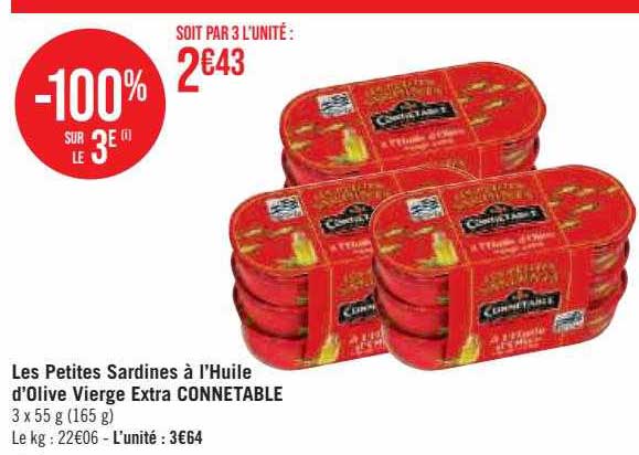 les petites sardines à l'huile d'olive vierge extra connetable
