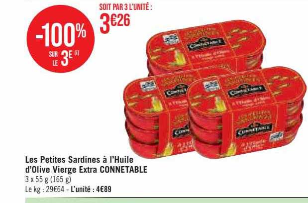 les petites sardines à l'huile d'olive vierge extra connétable
