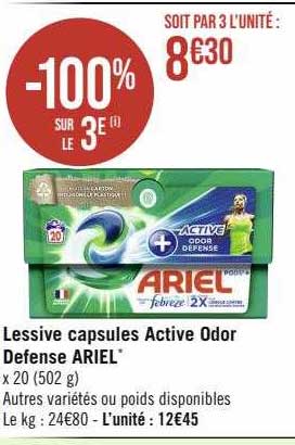 lessive capsules active odor defense ariel