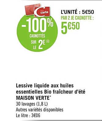 lessive liquide aux huiles essentielles bio fraîcheur d'été maison verte