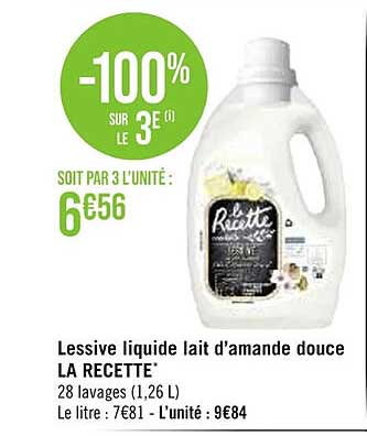 lessive liquide lait d'amande douce la recette