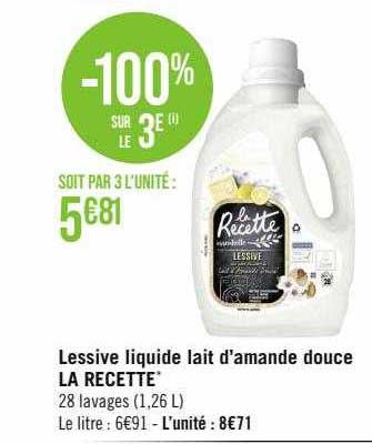 lessive liquide lait d'amande douce la recette
