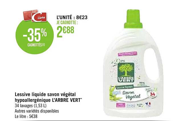 lessive liquide savon végétal hypoallergénique l'arbre vert