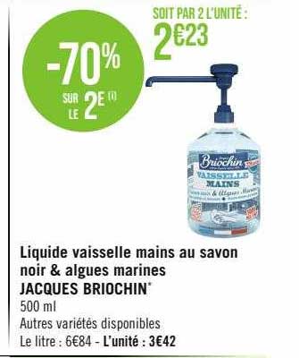 liquide vaisselle mains au savon noir & algues marines jacques briochin