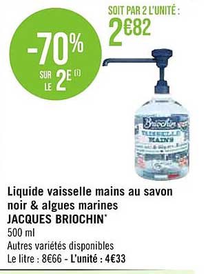 liquide vaisselle mains au savon noir & algues marines jacques briochin