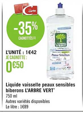 liquide vaisselle peau sensibles biberons l'arbre vert
