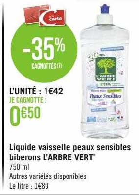liquide vaisselle peaux sensibles biberons l'arbre vert