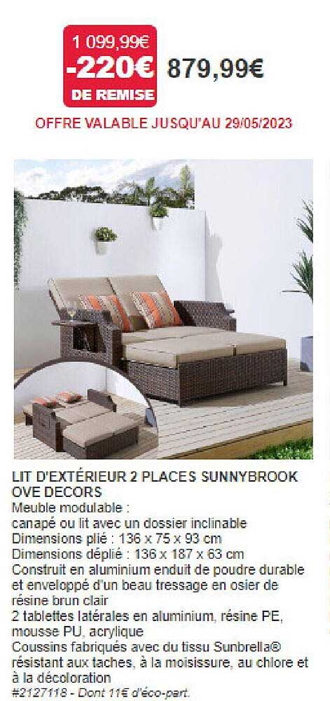 lit d'extérieur 2 places sunnybrook ove decors