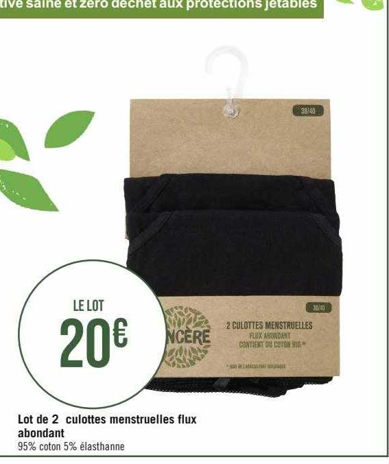 lot de 2 culottes menstruelles flux abondant sincère