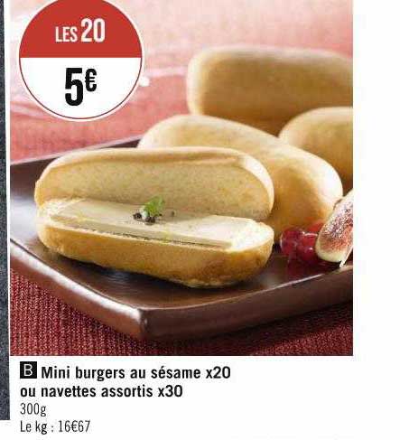 Mini Burgers Au Sésame X20 Ou Navettes Assortis X30