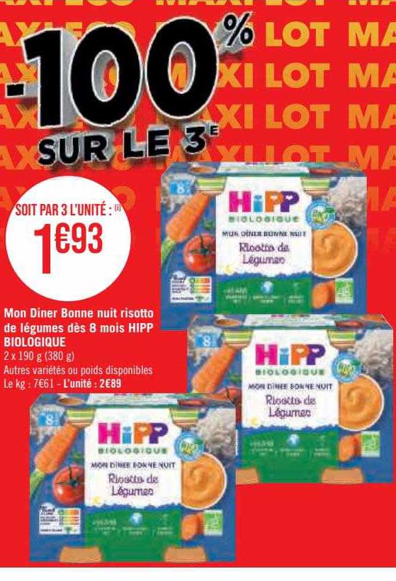 mon dîner bonne nuit risotto de légumes dès 8 mois hipp biologique