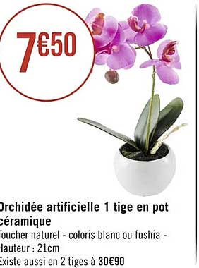 orchidée artificielle 1 tige en pot céramique