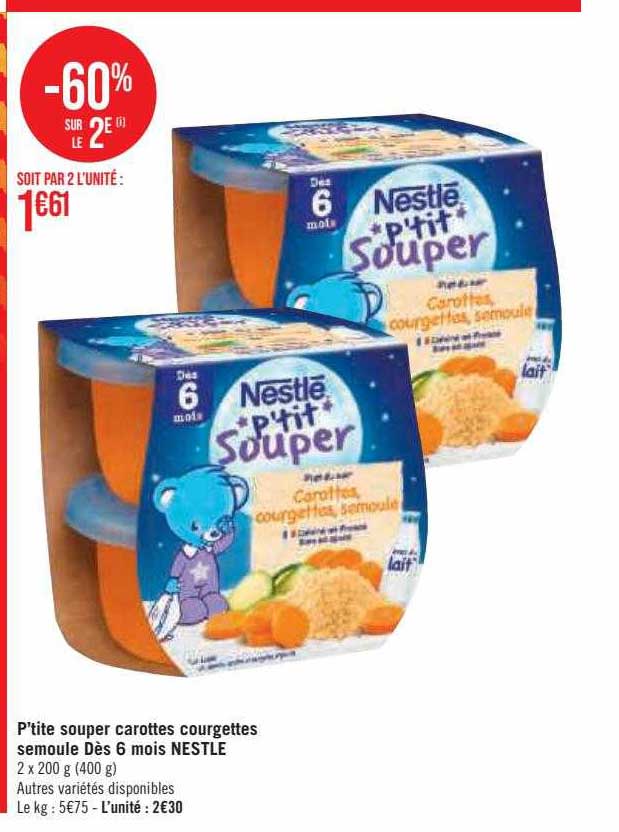 p'tite souper carottes courgettes semoule dès 6 mois nestlé