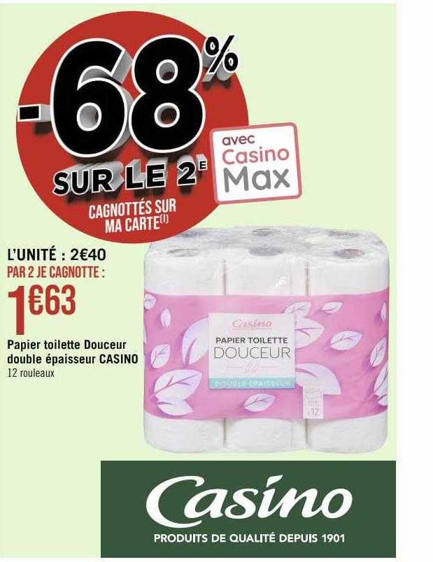 Papier Toilette Douceur Double épaisseur Casino