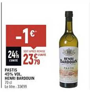 pastis 45% vol. henri bardouin