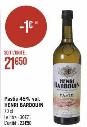 pastis 45% vol. henri bardouin