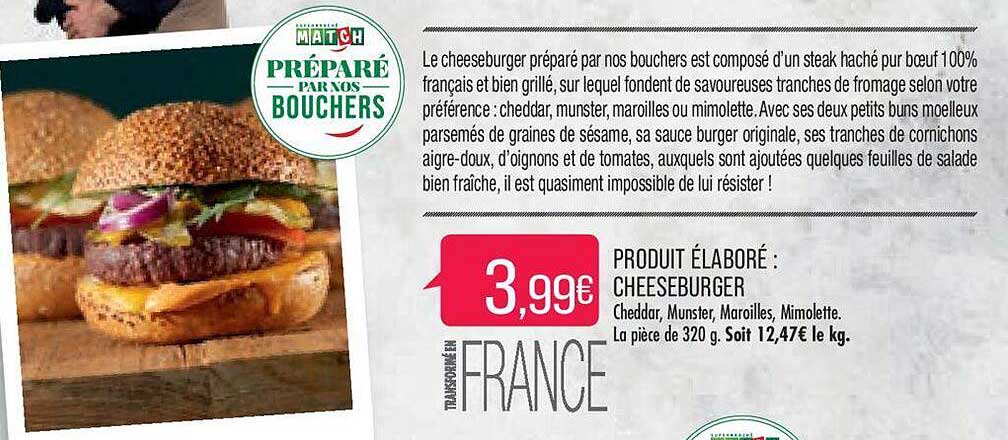 produit élaboré : cheeseburger